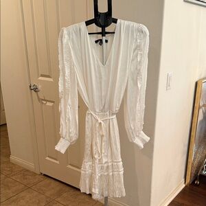 White House Black Market Ivory Long Sleeve Midi Dress
